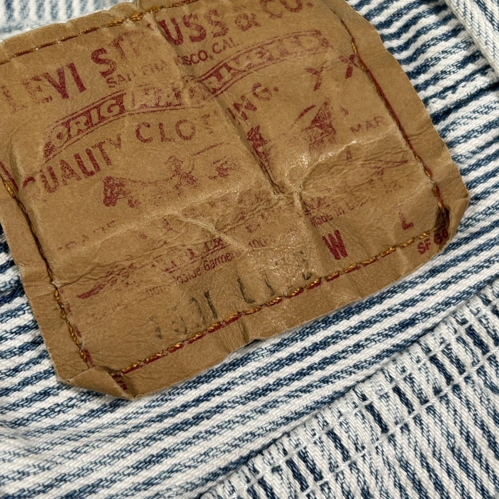 Vintage Levis 501XX Button Fly High Waisted Jean Women Hickory Stripe Denim READ - Picture 8 of 13